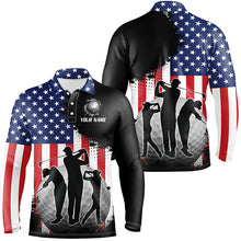 Load image into Gallery viewer, American Flag Mens golf polo shirts custom patriotic golf outfits for men, gifts for golf lovers NQS8020