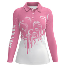 Load image into Gallery viewer, Light pink and white Womens golf polo shirts golf clubs golf clothing for women, golfing gifts NQS6116