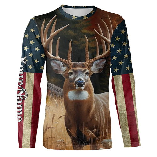 Deer Hunting american flag patriotic Custom Name 3D All over print shirts Plus Size NQS820