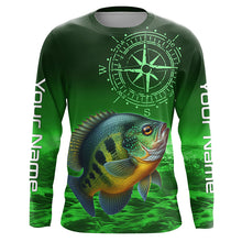 Load image into Gallery viewer, Personalized Bluegill Green Long Sleeve Performance Fishing Shirts, Bluegill compass tournament Shirts NQS6332