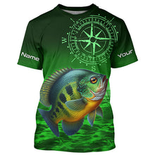 Load image into Gallery viewer, Personalized Bluegill Green Long Sleeve Performance Fishing Shirts, Bluegill compass tournament Shirts NQS6332