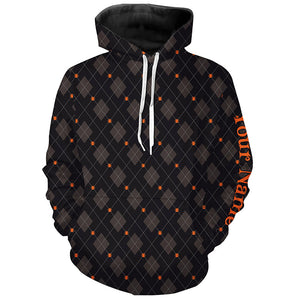 Halloween Black argyle pattern spider golf Hoodies custom halloween golf shirts NQS8439