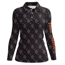 Load image into Gallery viewer, Halloween Black argyle pattern spider Womens golf polo shirts custom Ladies halloween golf shirts NQS8439