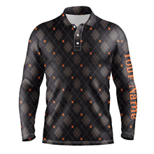 Load image into Gallery viewer, Halloween Black argyle pattern spider Mens golf polo shirts custom Mens halloween golf shirts NQS8439