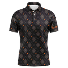 Load image into Gallery viewer, Halloween Black argyle pattern spider Mens golf polo shirts custom Mens halloween golf shirts NQS8439