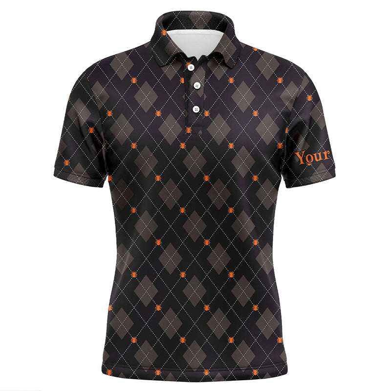 Halloween Black argyle pattern spider Mens golf polo shirts custom Mens halloween golf shirts NQS8439