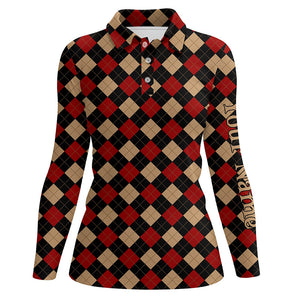 Red argyle plaid pattern Womens golf polo shirts custom polo shirt golf shirts for ladies NQS8441