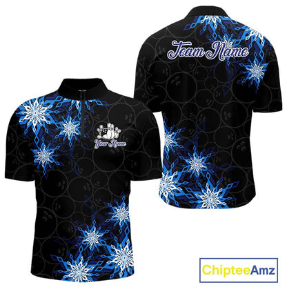 Blue snowflake black camo Christmas Bowling Shirts For Men custom bowling team jerseys, bowling gifts NQS11028