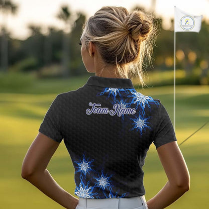 Blue snowflake black camo Christmas Women Golf Polo shirts custom ladies golf outfit, best golf gifts NQS11029