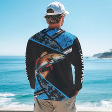 Load image into Gallery viewer, Redfish Drum fishing Blue camo Long Sleeve Performance Fishing Shirt custom Redfish fishing jerseys NQS9348