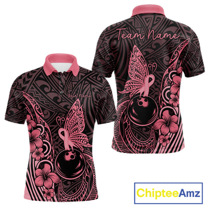 Black and Pink tropical tribal pattern butterfly Bowling Shirts For Men Custom Bowling Team Jerseys NQS11731