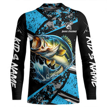 Load image into Gallery viewer, Largemouth Bass fishing Blue camo Long Sleeve Performance Fishing Shirt custom Bass fishing jerseys NQS7602