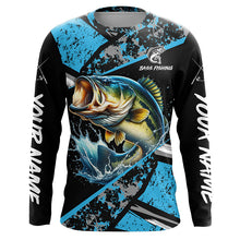 Load image into Gallery viewer, Largemouth Bass fishing Blue camo Long Sleeve Performance Fishing Shirt custom Bass fishing jerseys NQS7602