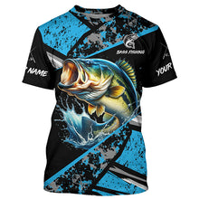 Load image into Gallery viewer, Largemouth Bass fishing Blue camo Long Sleeve Performance Fishing Shirt custom Bass fishing jerseys NQS7602