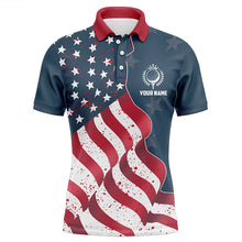 Load image into Gallery viewer, Red white and blue American flag Mens golf polo shirts custom patriotic mens golf shirts NQS5693