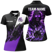 Load image into Gallery viewer, Black and Purple Skull reaper bowling jerseys Polo, 1/4 Zip Shirt for Women Custom Bowling Team shirts NQS8031