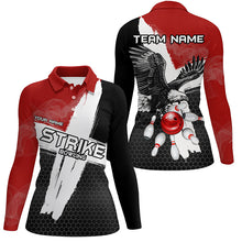 Load image into Gallery viewer, Black and red Eagle Strike Women bowling Polo, Quarter Zip shirt Custom Team bowling League jerseys NQS8218