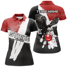 Load image into Gallery viewer, Black and red Eagle Strike Women bowling Polo, Quarter Zip shirt Custom Team bowling League jerseys NQS8218