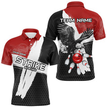 Load image into Gallery viewer, Black and red Eagle Strike bowling Polo, Quarter Zip shirt for men Custom Team bowling League jerseys NQS8218