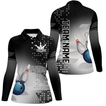 Load image into Gallery viewer, Black and White Bowling Polo, Quarter Zip Shirt For Women Custom team bowling jersey, Gift for Bowlers NQS8450