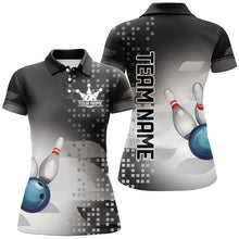 Load image into Gallery viewer, Black and White Bowling Polo, Quarter Zip Shirt For Women Custom team bowling jersey, Gift for Bowlers NQS8450