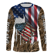 Load image into Gallery viewer, American flag patriot Crappie camo fishing, custom mens long sleeve sun protection fishing apparel NQS4110