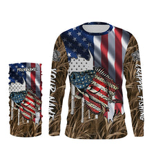 Load image into Gallery viewer, American flag patriot Crappie camo fishing, custom mens long sleeve sun protection fishing apparel NQS4110