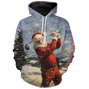 Santa Golfer Golf Hoodies custom Christmas golf hoodie, personalized Xmas golf gifts NQS8909