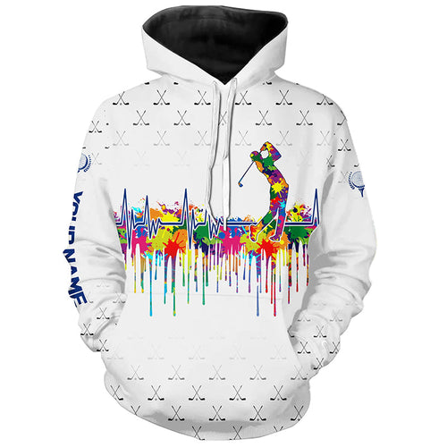 Watercolor golf heartbeat Golf Hoodies custom white golf clubs camo golf hoodie NQS8913