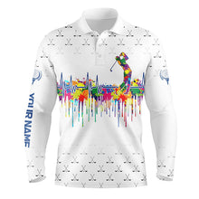 Load image into Gallery viewer, Watercolor golf heartbeat Men golf polo shirt custom white golf clubs camo golf shirts for men NQS8913