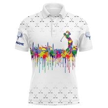 Load image into Gallery viewer, Watercolor golf heartbeat Men golf polo shirt custom white golf clubs camo golf shirts for men NQS8913