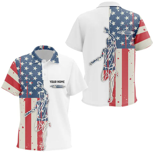 Vintage American Flag Kid Disc golf polo shirts custom patriotic disc golf jerseys NQS9154
