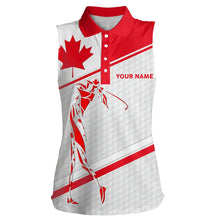 Load image into Gallery viewer, Personalized Canadian flag patriotic golf white Womens sleeveless polo shirt custom ladies golf tops NQS9356