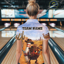 Load image into Gallery viewer, Funny desert Bowling Cowboy gun Bowling Polo, 1/4 zip shirts for Women Custom bowling team jerseys NQS11434