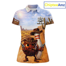 Load image into Gallery viewer, Funny desert Bowling Cowboy gun Bowling Polo, 1/4 zip shirts for Women Custom bowling team jerseys NQS11434
