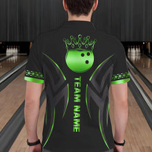Load image into Gallery viewer, Black and Green crown Bowling ball Polo, Quarter Zip Shirts for Men Custom Bowling Team jerseys NQS9502