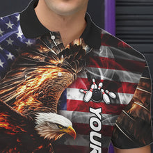 Load image into Gallery viewer, Smoke American Flag Eagle Flame Bowling Shirts for Men Custom patriotic Team Bowling jerseys NQS9504