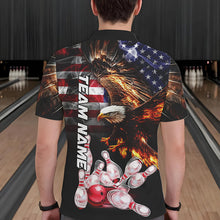 Load image into Gallery viewer, Smoke American Flag Eagle Flame Bowling Shirts for Men Custom patriotic Team Bowling jerseys NQS9504