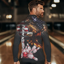 Load image into Gallery viewer, Smoke American Flag Eagle Flame Bowling Shirts for Men Custom patriotic Team Bowling jerseys NQS9504