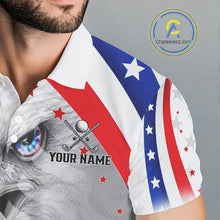 Load image into Gallery viewer, Red, White and Blue US Flag Eagle Golf Polo Shirts For Men Custom Patriotic mens golf shirts NQS11631