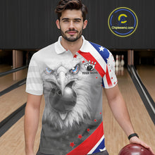 Load image into Gallery viewer, Red, White and Blue US Flag Eagle Bowling Shirts For Men Custom Patriotic Team Bowling Jersey NQS11632