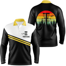 Load image into Gallery viewer, Mens disc golf polo shirts custom disc golf jerseys, retro disc golf clothing NQS5924