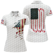 Load image into Gallery viewer, Womens golf polo shirts American flag patriot custom name vintage flag golf clubs golf shirt women NQS7806