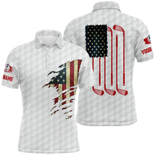 Load image into Gallery viewer, Mens golf polo shirts American flag patriot custom name vintage flag golf clubs golf outfit men NQS7806