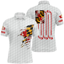 Load image into Gallery viewer, Mens golf polo shirts Maryland flag patriot custom name vintage flag golf clubs golf outfit men NQS7807