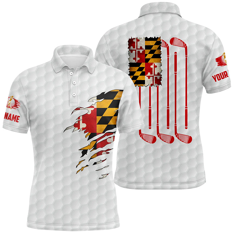 Mens golf polo shirts Maryland flag patriot custom name vintage flag golf clubs golf outfit men NQS7807