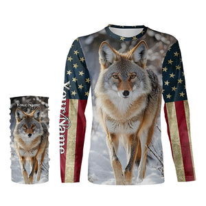 Coyote Hunting american flag patriotic Custom Name 3D All over print shirts NQSD126