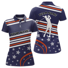 Load image into Gallery viewer, Red, white and blue stars Golf Polo Shirts For Women custom patriotic women golf tops NQS9164
