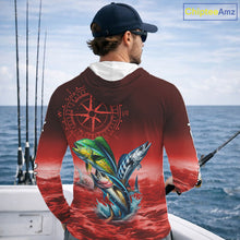 Load image into Gallery viewer, Personalized Mahi Mahi, Wahoo, Tuna Red Performance Fishing Shirt, compass offshore tournament Shirts NQS11437
