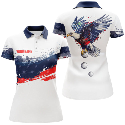 Red, white and blue American flag Women golf polo shirts custom Eagle golf ball team ladies golf tops NQS7817